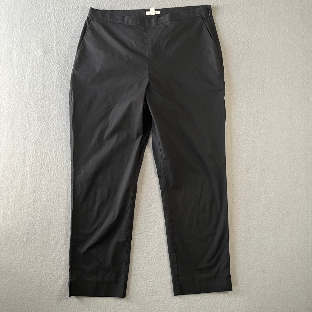 Eileen Fisher Petite Black Organic Cotton Stretch Side Zip Ankle Pants 8P